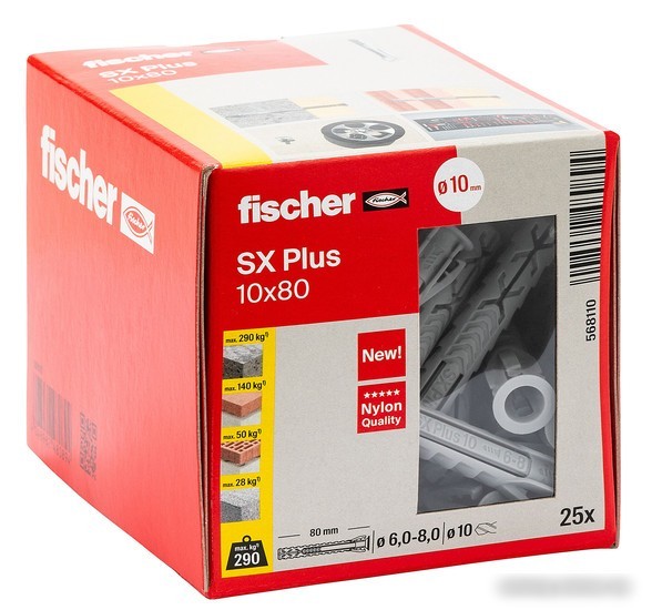 Дюбель универсальный Fischer SX Plus 10X80 568110 (25 шт)