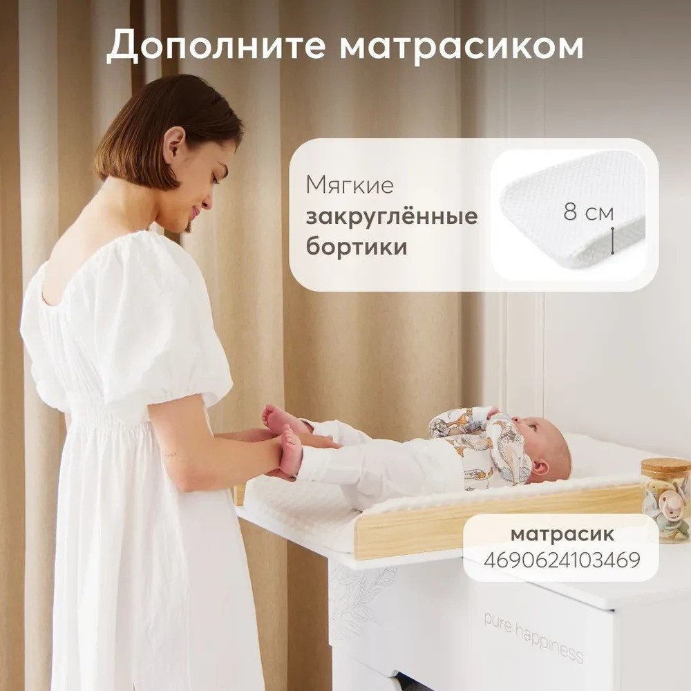 Детский комод Happy Baby Fioki 91036 (белый)