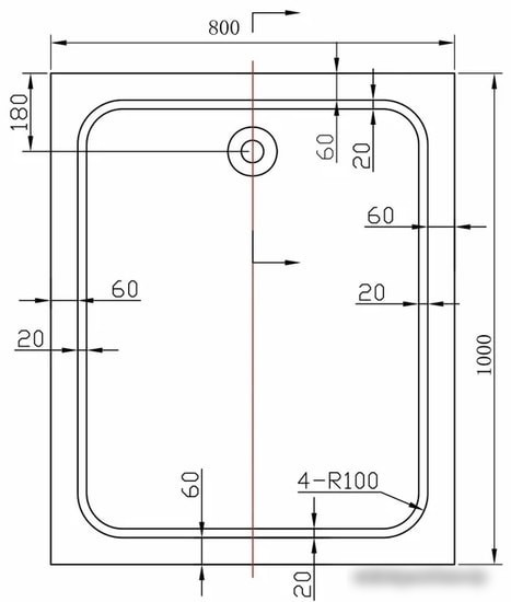Душевой поддон Vincea VST-2AR-8010 100x80 см