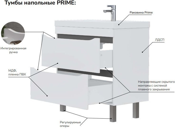 Volna Тумба под умывальник Prime 100.2Y (напольная)