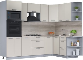 Готовая кухня Интерлиния Мила Лайт 1.68x2.6 правая (персидский жемчуг/персидский жемчуг/травертин серый)