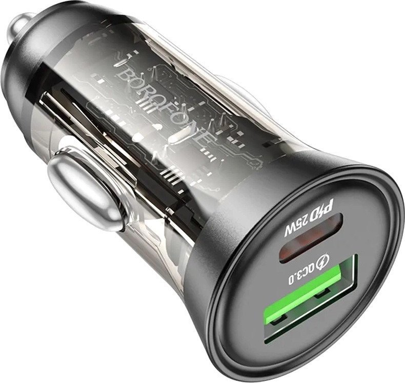 Автомобильное зарядное Borofone BZ26A PD43W USB Type-C to Lightning (черный)