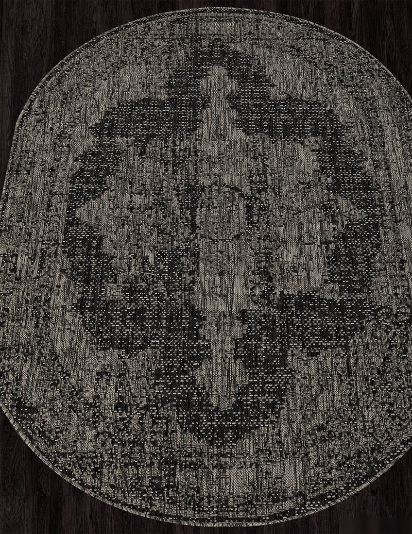 Циновка Merinos Kair S129-OVAL-BLACK-GRAY (1.2х1.7)