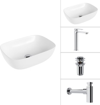 Умывальник Lauter 21493A + Moon 21СK81691C + сифон 21635CH + дон.клапан 21190CH (хром)