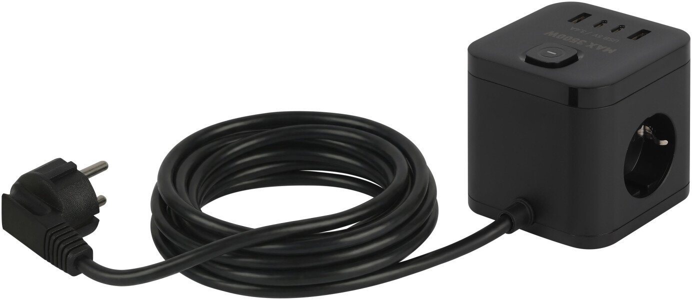 Сетевой фильтр ЭРА CUBE-3es-1.5m-4USB-B Б0069074
