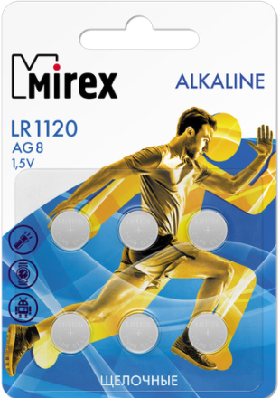 Элементы питания Mirex AG8 / LR1120 1.5V 6 шт блистер 23702-LR1120-E6