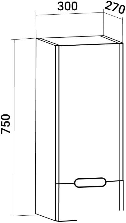 Runo Шкаф для ванной Парма 30 правый