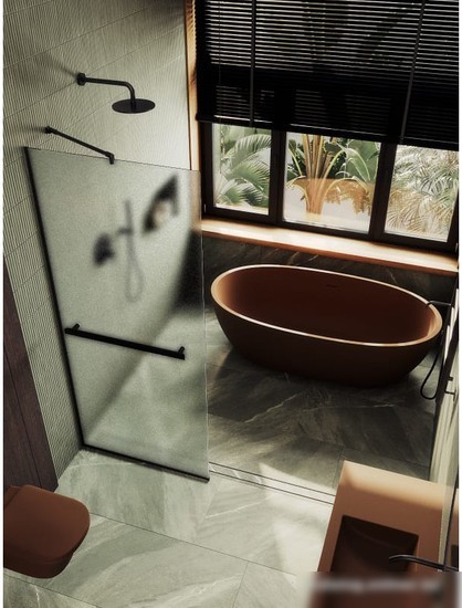 Душевая стенка MaybahGlass 195x79 MGD-731-6у (сатин стекло/черный)