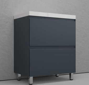 Symbolite Тумба с умывальником Манхэттен 70 Plus 2 ящика + Asti 70x45 (графит/серый шелк)