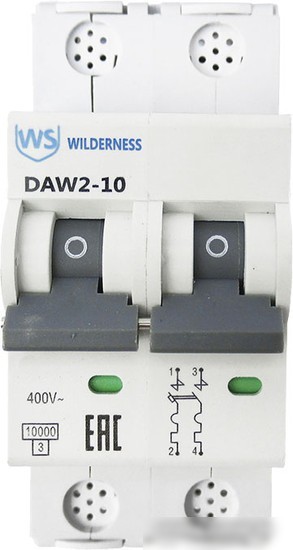 Выключатель автоматический Wilderness DAW2-10 2P 10A D 10kA DAW2-10-2-D010