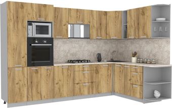 Готовая кухня Интерлиния Мила Лайт 1.88x3.2 правая (дуб золотой/дуб золотой/малага)