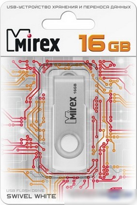USB Flash Mirex SWIVEL WHITE 16GB (13600-FMUSWT16)