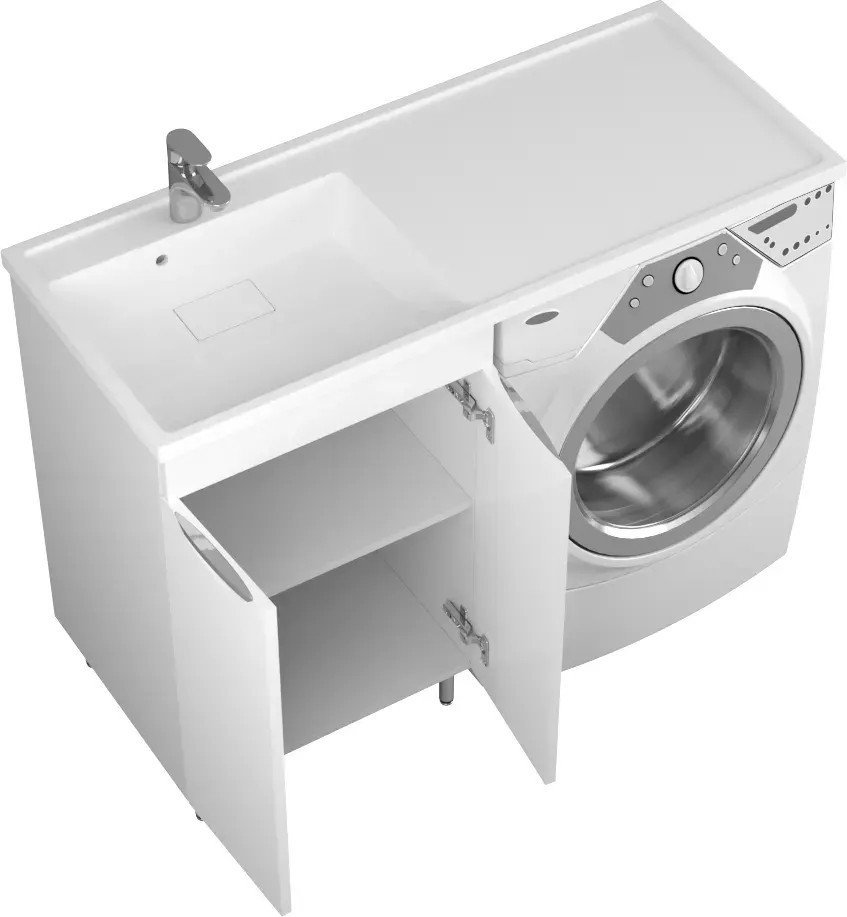 Uncoria Тумба с умывальником Мера 55 с 2-мя дв + Paola Magenta 1200 L (белый)