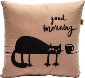 Декоративная подушка Matex Meow. Good Morning 28-178 (кофейный/чернильный)