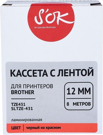 Картридж-лента для термопринтера S'OK TZE431