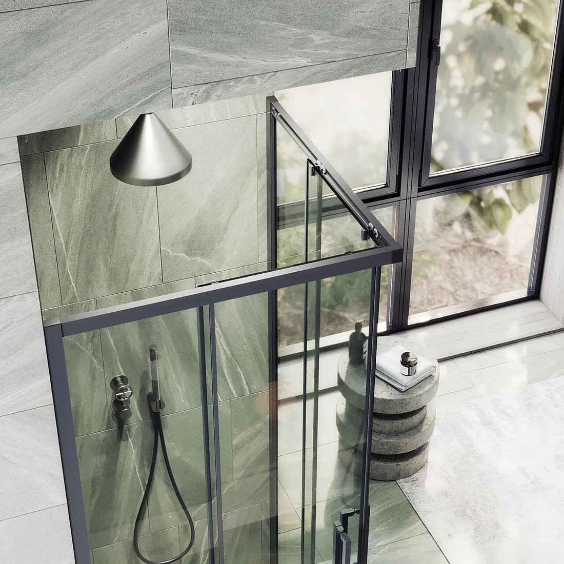 Душевой уголок MaybahGlass MGY-1323-6 (бесцветное стекло/черный)
