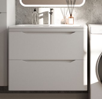 Symbolite Тумба под умывальник Марелла 60 Люкс Plus 2 ящика + Марелла Люкс 60х40 (подвесная, белый матовый)