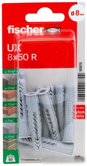 Дюбель универсальный Fischer UX 8X50 RK NV 90870 (10 шт)