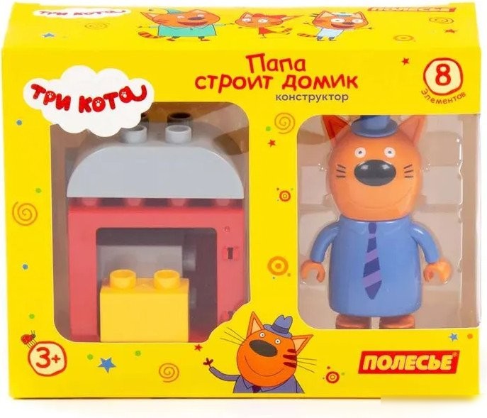 Конструктор Полесье Макси. Три кота. Папа строит домик 67392 (8эл)