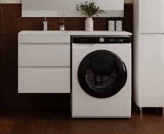 Symbolite Тумба с умывальником Даллас 115 Люкс Plus + Даллас 115x48 (подвесная, левый, белый)