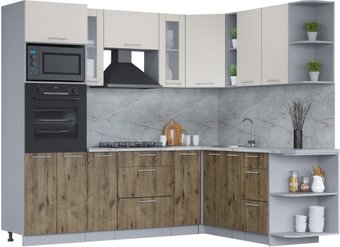 Готовая кухня Интерлиния Мила 1.88x2.4 правая (персидский жемчуг/дуб веллингтон/серый каспий)