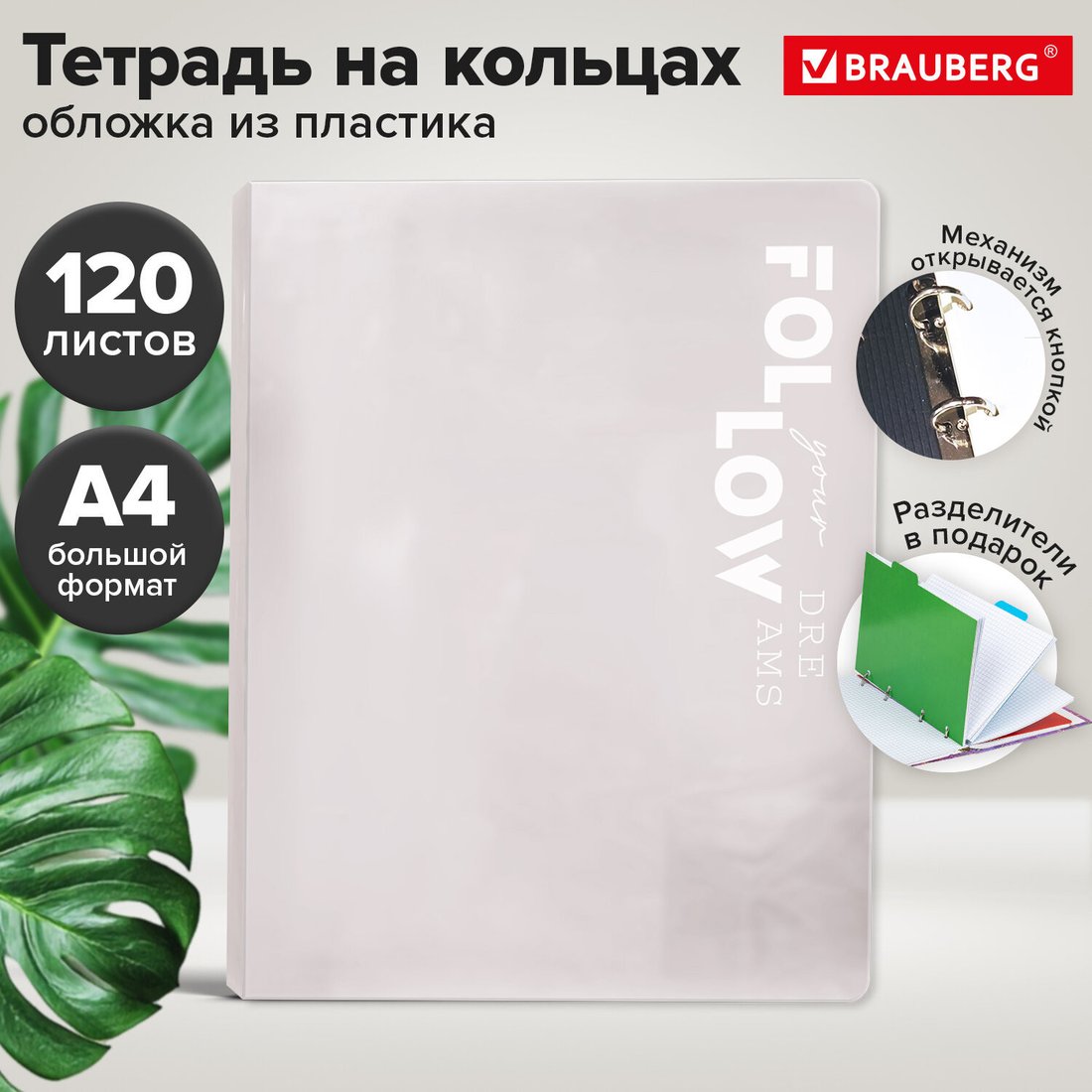 Общая тетрадь BRAUBERG Move 405252 (120л, белый)