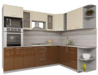 Готовая кухня Интерлиния Мила Gloss 1.88x2.6 правая (ваниль-шоколад)