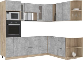 Готовая кухня Интерлиния Мила 1.88x2.4 правая без столешницы (бетон/бетон)