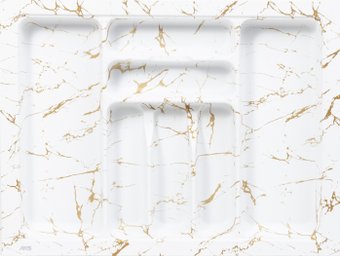 Лоток для столовых приборов AKS 700 Marble 635x485 (бело-золотой мрамор)