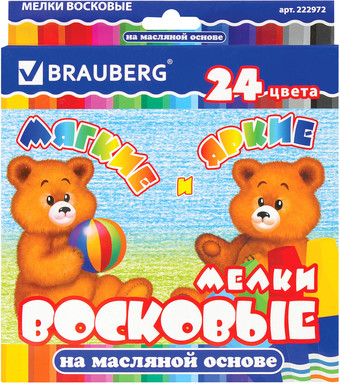 Восковые мелки BRAUBERG 222972 (24 цв)