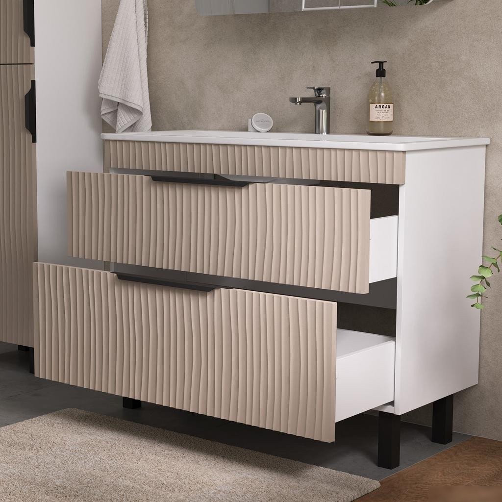 Volna Тумба с умывальником Lotty 100.2Y Pulsus + Pulsus 100 (латте, напольная)