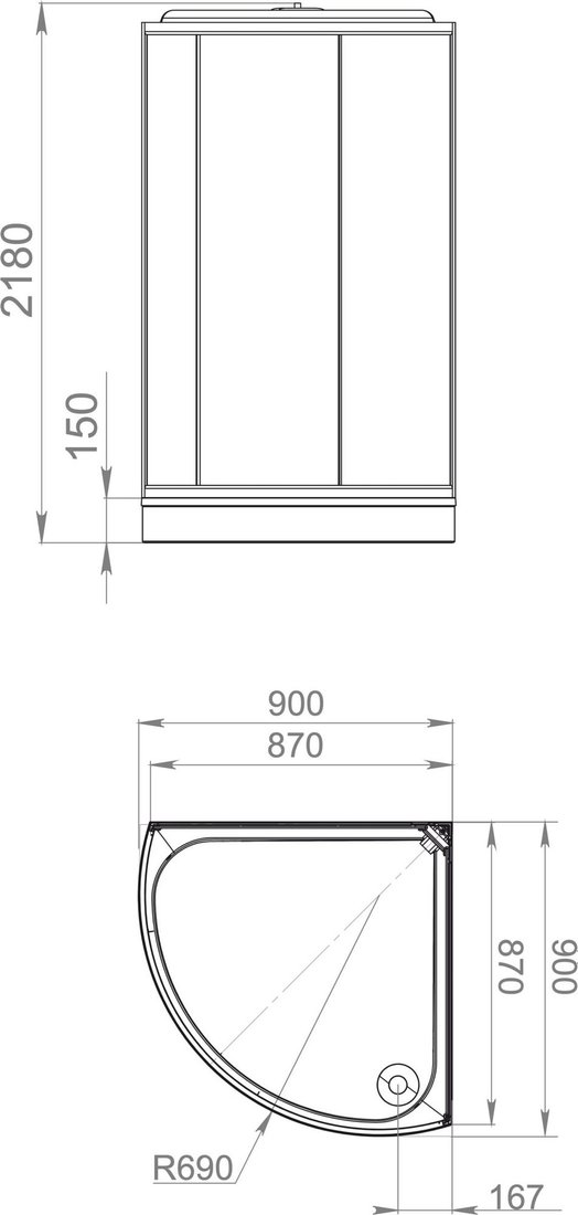 Душевая кабина Domani-Spa Simple 99 90x90 DS01Sm99LWM00.Gt-V1.2-Black