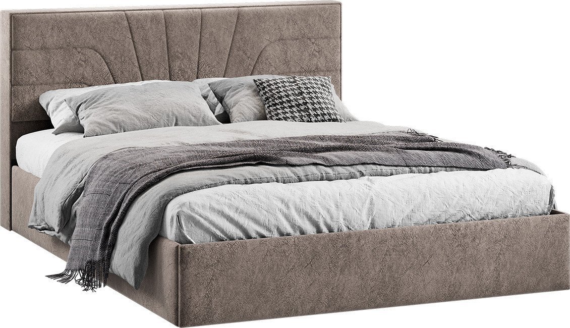 Кровать Трия Пандора с ПМ и заглушиной 160x200 Тип 1 (микровелюр Wellmart Latte)