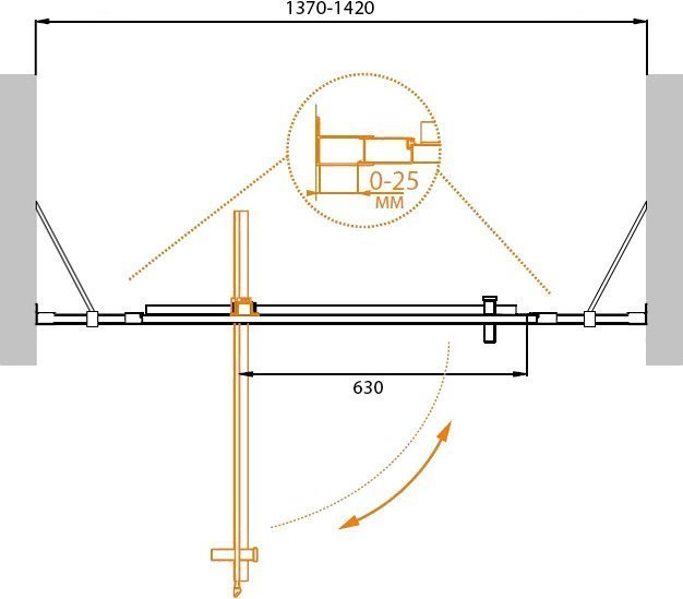 Душевая дверь Cezares MOLVENO-BA-12-90+50-C-Cr-IV 140x190