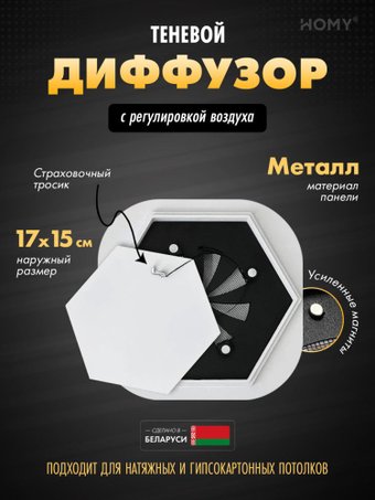 Вентиляционная решетка HOMY AIR гексагон AH100WR 17x15 (белая)