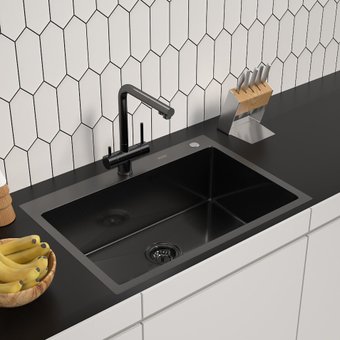 Кухонная мойка ARFEKA ECO AR 700*500 BLACK PVD NANO DECOR MILLET GRAINS