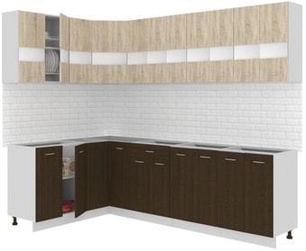 Готовая кухня Кортекс-мебель Корнелия Экстра 1.5x2.7 без столешницы (дуб сонома/венге)