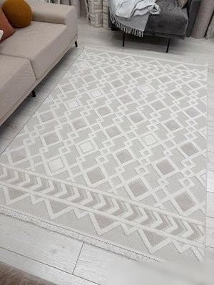 Ковер для детской Radjab Carpet Поло Прямоугольник EN 256 12456RK (0.8x1.5, Cream Beige)