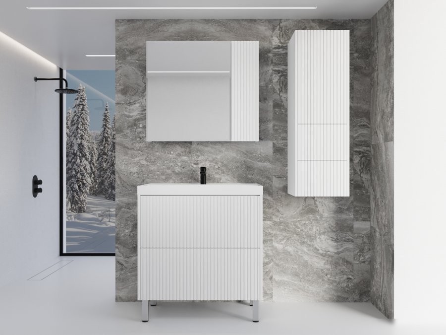 Symbolite Тумба под умывальник Стокгольм 60 Classic Push 2 ящика (белый рифленый софт)