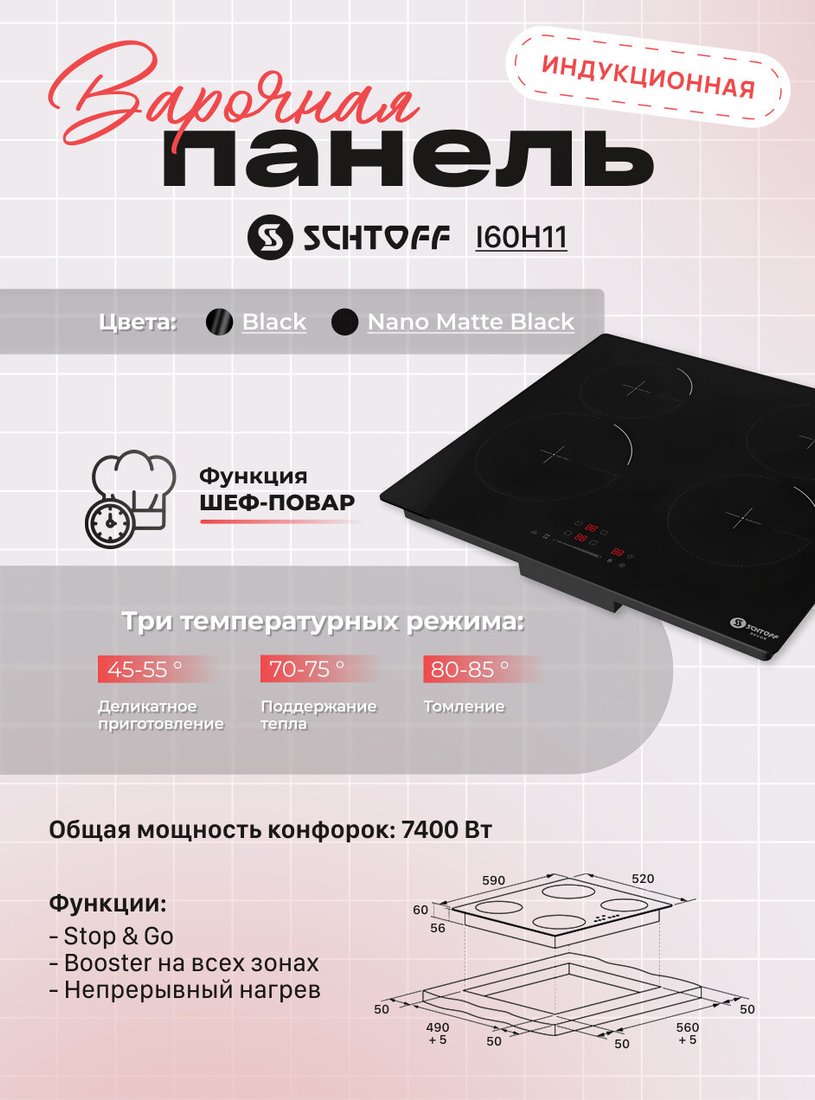 Варочная панель Schtoff I60H11 Nano Matte Black