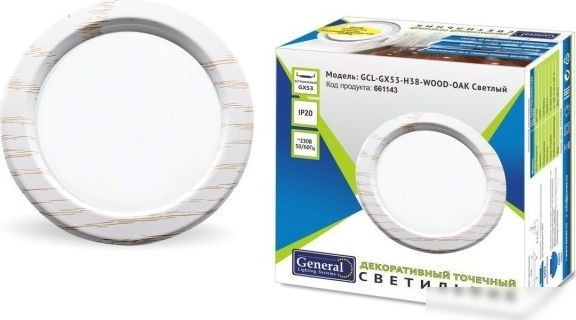 Точечный светильник General Lighting GCL-GX53-H38-WOOD-OAK 661143 (дуб светлый)