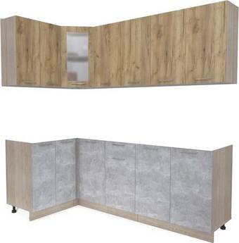 Готовая кухня Интерлиния Мила 12x22 без столешницы (дуб золотой/бетон)