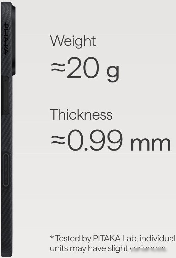 Чехол для телефона Pitaka Ultra-Slim для iPhone 17 (600D Black/Grey Twill)
