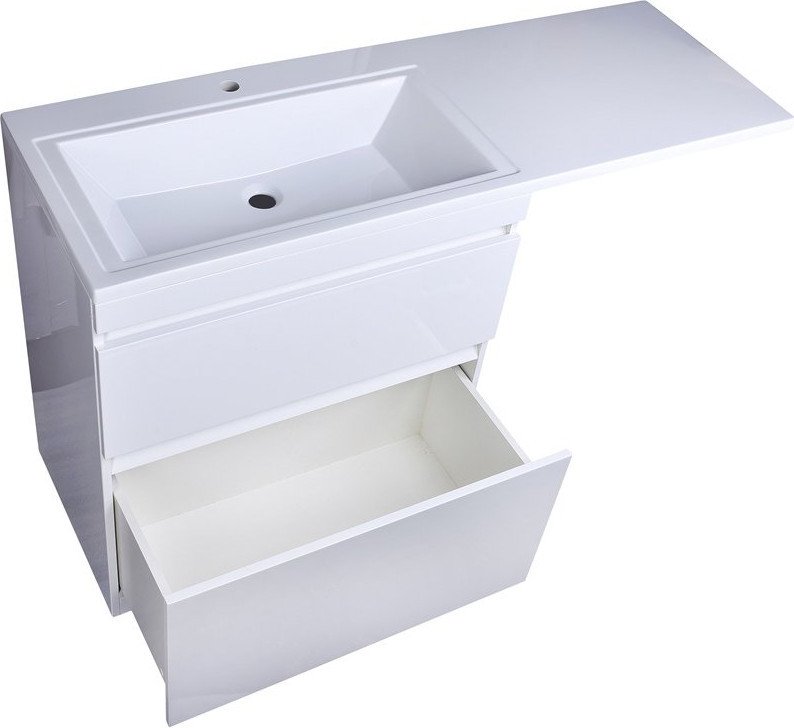 Symbolite Тумба с умывальником Даллас 150 Люкс Plus 2 ящика + Даллас 150x48.2 (левый, белый)
