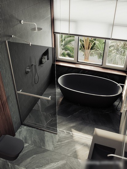 Душевая стенка MaybahGlass 195x69 MGD-723-5у (графитовое стекло/хром матовый)