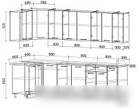 Готовая кухня Интерлиния Мила Лайт 1.2x2.7 (белый платинум/дуб веллингтон/белый гранит)