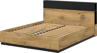 Кровать Интерлиния Quartz QZ-К160 с ПМ (дуб нокс/черный)
