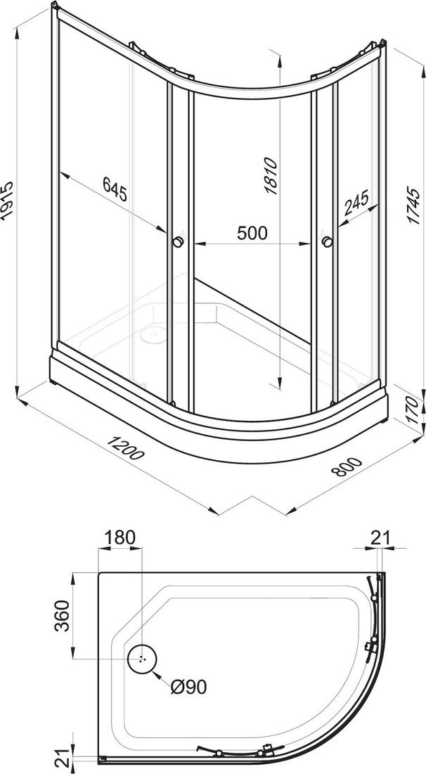 Душевой уголок Triton Коралл А Мозаика 120x80 L