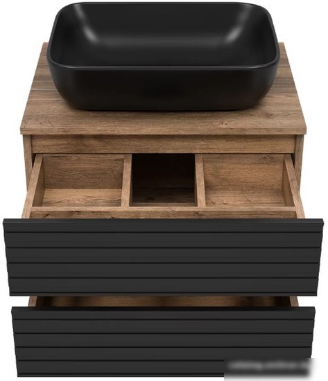 Brevita Тумба под умывальник Dakota 60 DAK-09060-19/02-2Я (черный/темное дерево)