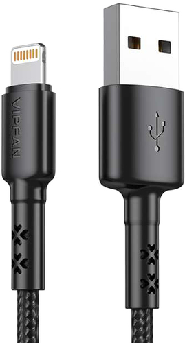 Кабель Vipfan X02 USB Type-A - Lightning (1.8 м, черный)